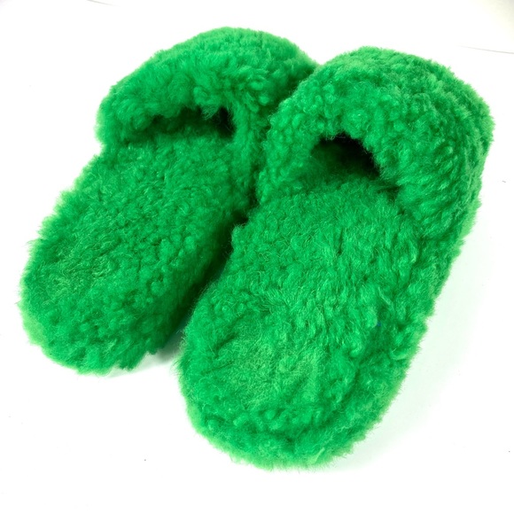 Bottega Veneta Genuine Shearling Slide Sandal Green Size 39 EU - Picture 5 of 17